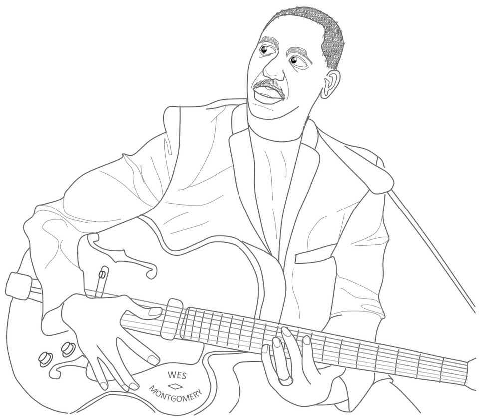 Line drawing of Wes Montgomery