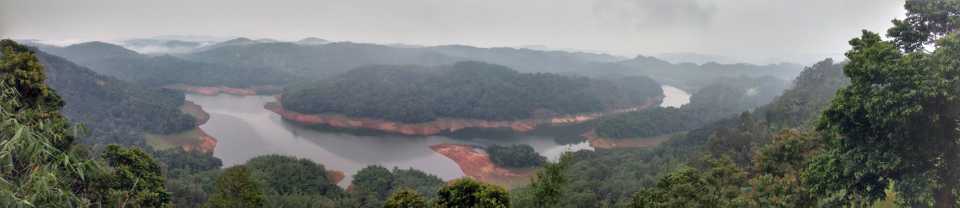 Panorama of Ponmudi reservoir