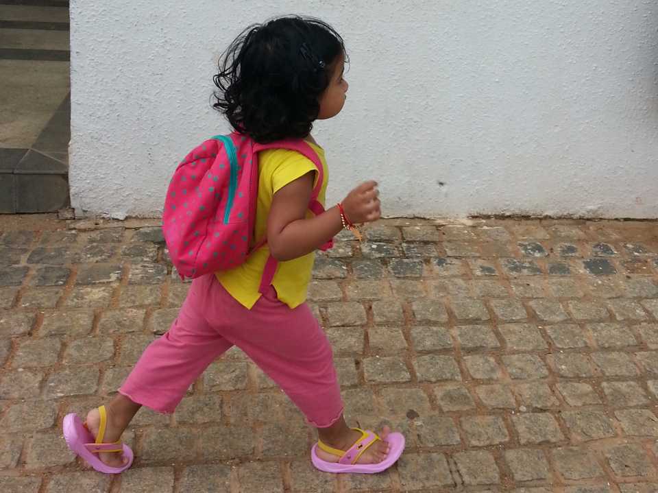 A two year old walking