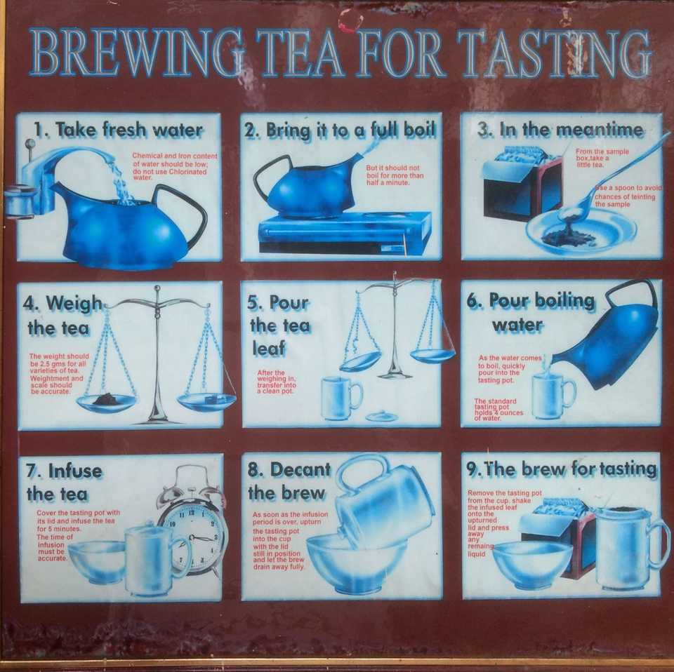 Tea brewing instructions at the Kanan Devan Tea Museum