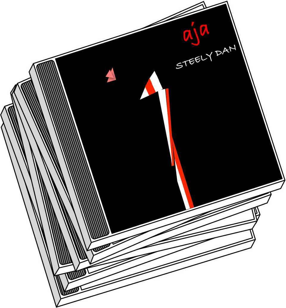 Stack of CDs with Aja on top