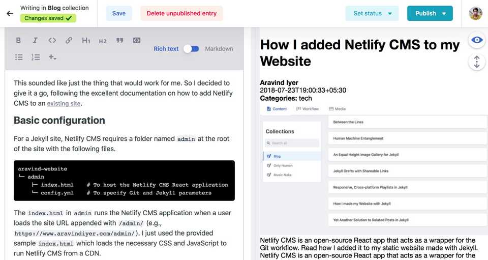 Netlify CMS Interface